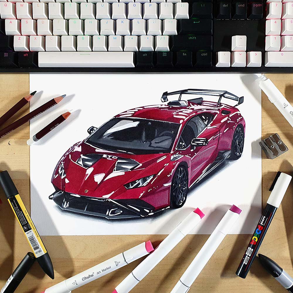 How to Draw a Lamborghini Huracan STO - Easy Tutorial